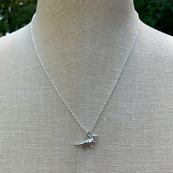 NWT Sterling Silver Plated Chain & Alloy Dinosaur Charm Necklace - Picture 7 of 8